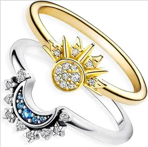 Opal Rings for Women, Sterling Silver Stackable Cubic Zirconia Ring Set Crown Rings Opal Stone Crystal Jewelry