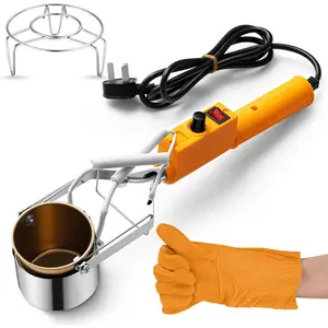Metal Melting Kit for Fishing Weight Molds Electric Melting Kit Portable Electric Melting Furnace Solder Crucibles for Melting Metal with Gloves Rack for Casting Molds