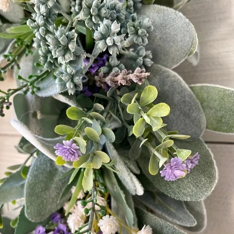 Year-Round Wreaths Made of Lamb'S Ear and Lavender Spring Farmhouse Door Wreaths Wreaths of Lavender with Berries and 'S Breath