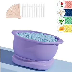Nose Wax Kit Silicone Wax Warmer Waxing Kit for Hair Removal Foldable Wax Heater with Beans Sticks for Women Men Body Brazilian Bikini Face Eyebrows Purple