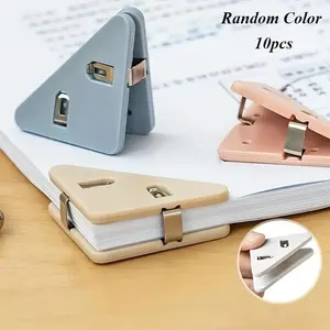 Random Color Triangle Book Clip, 10pcs Multi-functional Office Triangle Book Clip, Anti-roll Plastic File Folder Organizer Office Stationery & Supplies Fastener Clip Multifunctional Stationery