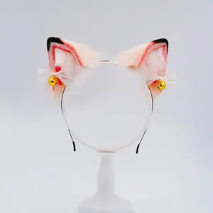 pink cat ears headband with white bows, cosplay accessories, gift for wife, halloween