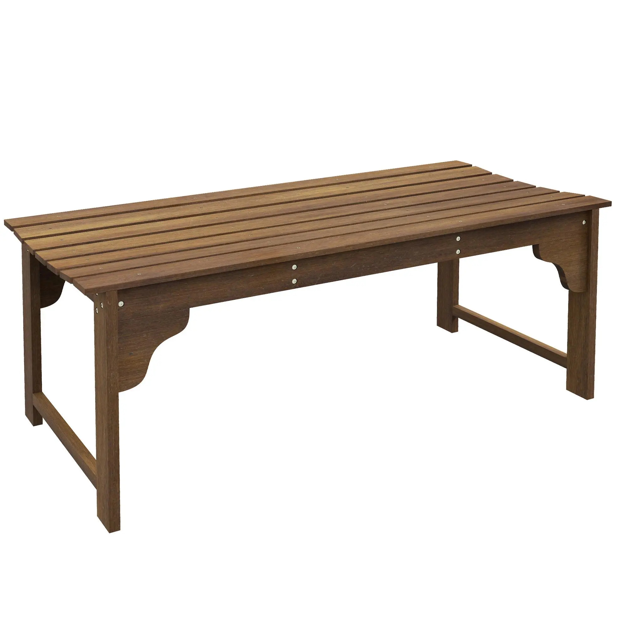 Outsunny Wooden Garden Bench - Outdoor Patio Furniture with Slatted Curved Seat, Backless Design for Deck, Conservatory