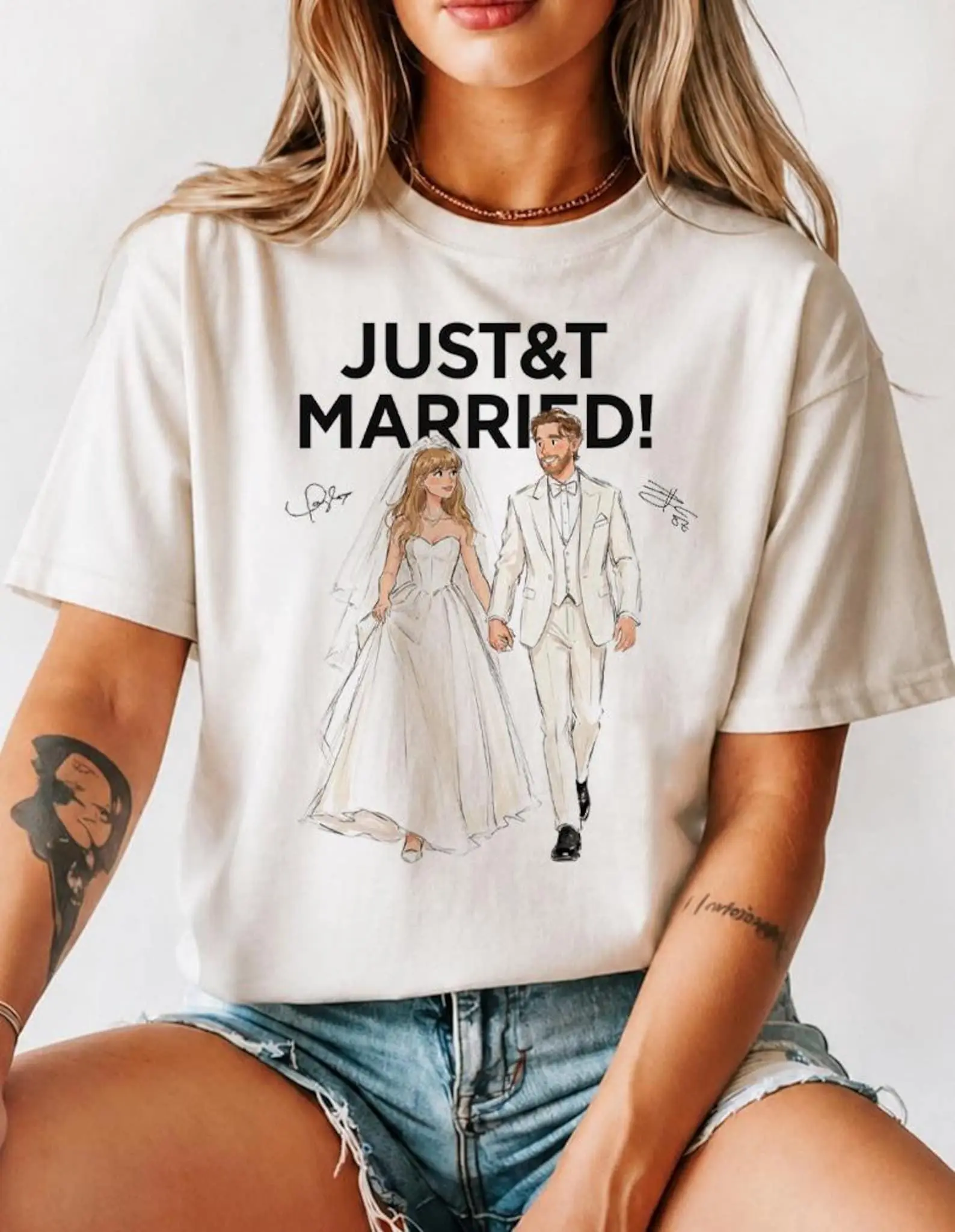 JUST&T MARRIED! T-Shirt | Wedding Announcement, Fan Gift Shirt