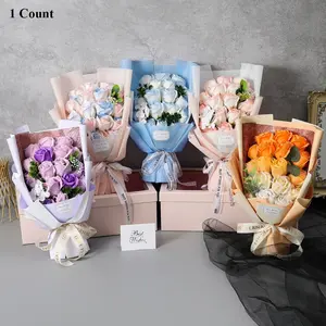 Artificial Rose Gift Box, 1 Count 18 Roses Artificial Flower Bouquet, Fake Flower Bouquet, Birthday Gift for Girlfriend, Wedding Anniversary Gift