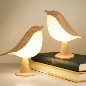Cute Small Bird Touch Table Lamp, 3-Way Dimmable Cordless Night Light, USB Rechargeable 2600mAh Bedside Desk Lamp, Bedroom Decor Nightstand Lamp, Bird Themed Gift