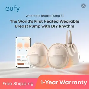 eufy S1 Heated Wearable Breast Pump, Heated Wearable Hands-Free Breast Pump with Industry-Leading HeatFlow Tech, App-Controlled OptiRhythm, Hospital-Grade Suction, Leakproof, Slim and Ultra-Quiet for in-Bra Use
