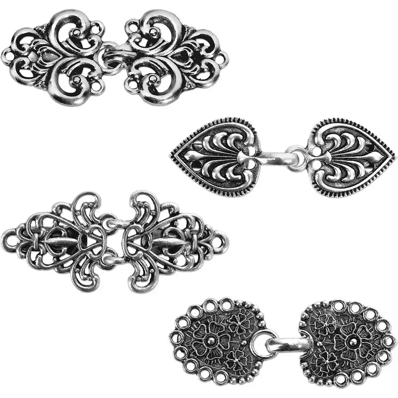 4 Pack Vintage Shawl Clips for Women, Elegant Retro Zinc Alloy Cardigan Fasteners, Decorative Brooch Clips for Wedding Party Daily Outfits