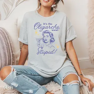 Vintage Style It's Oligarchy Unisex Heavy Cotton Tee, Retro Anti Billionaire Shirt, Fun Gift, Casual Wear for Parties, Unique Statement Tee Comfort Fit