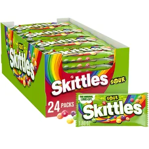 SKITTLES Sour Chewy Candy – 1.8 oz Full Size Packs (24 Count Bulk Box)