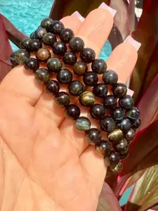Natural Blue Tiger’s Eye 8mm Beaded Stretch Bracelet | Hawk’s Eye Gemstone Jewelry