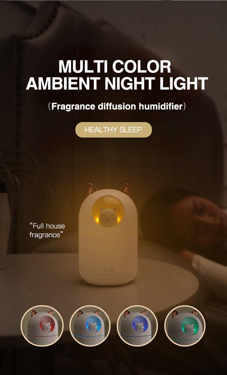 H2O Humidifier 102-XXD06 - Car Diffuser & Micro Humidifier with Upgraded Ambient Light for Dry Burning Prevention Ideal for Household Toilets & Desks