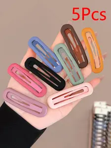 5Pcs Candy Color Oval BB Clips for Girls, Trendy Side Hairpins, Sweet Hair Barrettes for Back Head & Bangs