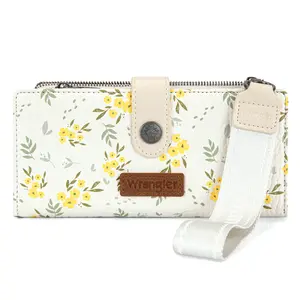 Wrangler Womens Wristlet Phone Wallets, Card Cases & Money Organizers Large Bifold Credit Card Wallet Ladies Female Minimalist Clutch Travel Wallets with ID Window