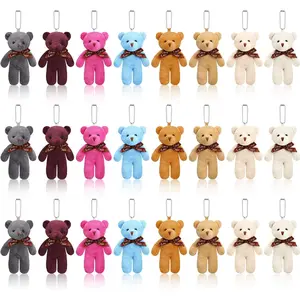24 Pcs Mini Bears 4.7 Inch Tiny Bears Doll Bulk Soft Mini Stuffed Animals for DIY Keychain for Graduation Birthday Baby Shower Wedding Party Favors (4.7 Inch,Brown Hues)