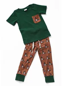Green Duck Print Short Sleeve Clothing Boy set