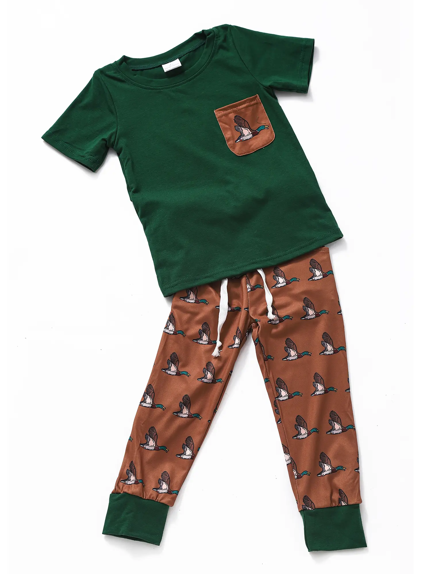 Green Duck Print Short Sleeve Clothing Boy set