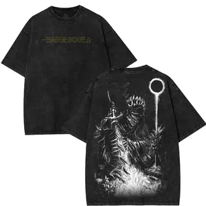 The Soul Cinder Dark Soul Clothes Game Washed Tshirt 2 Sided Soft Cotton unisex graphic game merch Menswear graphic t-shirts Casual clothes video