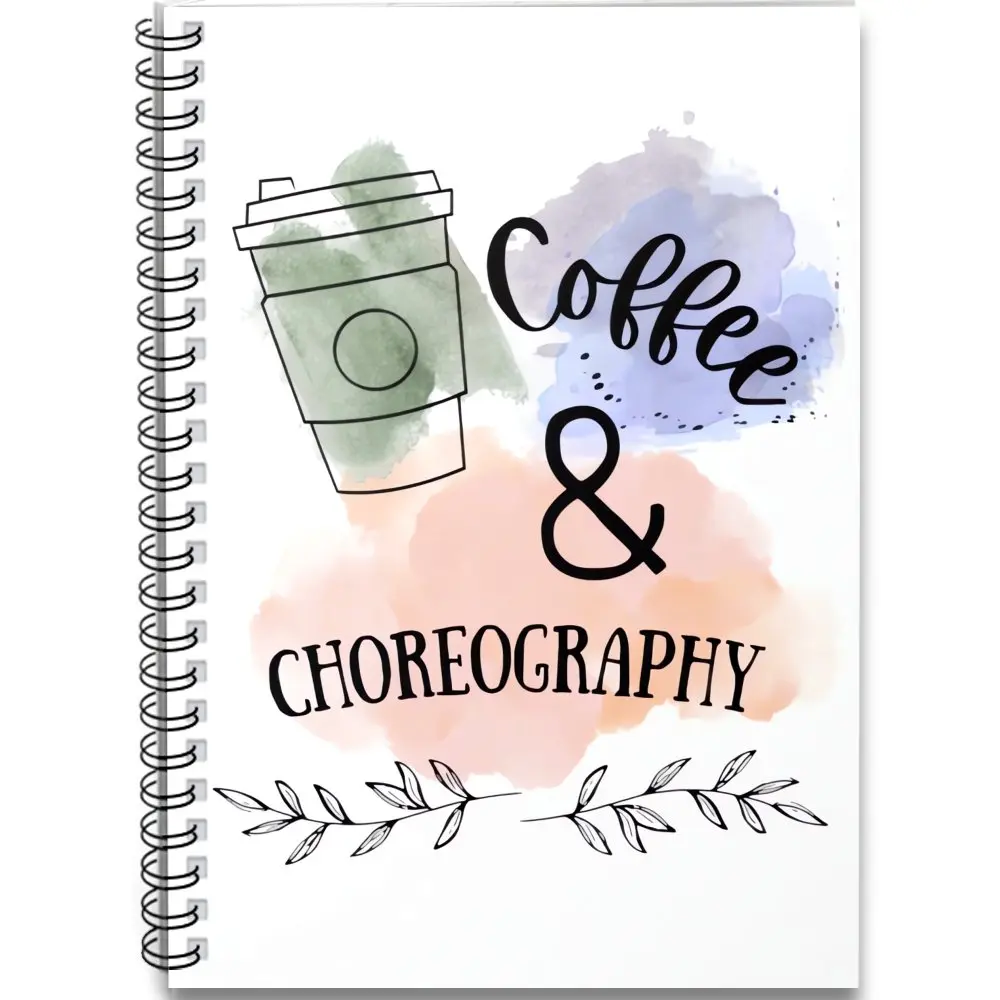 Fun Spiral Coil Notebook 1pc COFFEE And CHOREOGRAPHY Spiral Notebook Journal, Office School Supplies Stationery, Dance Teacher Gift, Dancer Gift, Choreographer Planner, Spiral Bound Notepad, Cahier Journals