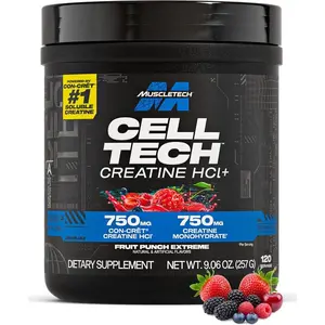 Cell-Tech Creactor Creatine HCl Formula – Muscle Builder for Men & Women, Free-Acid Creatine, Fruit Punch Extreme (120 Servings)