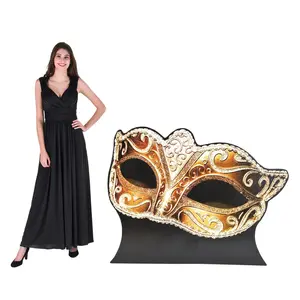 58" x 44 3/4" Gold Masquerade Ball Mask Cardboard Cutout Stand-Up