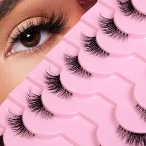 10 Pairs Fox Eye 3D Synthetic Fur False Eyelashes, Cat Eye Style, Dramatic Volume & Length, All-Day Wear Full Strip Lashes