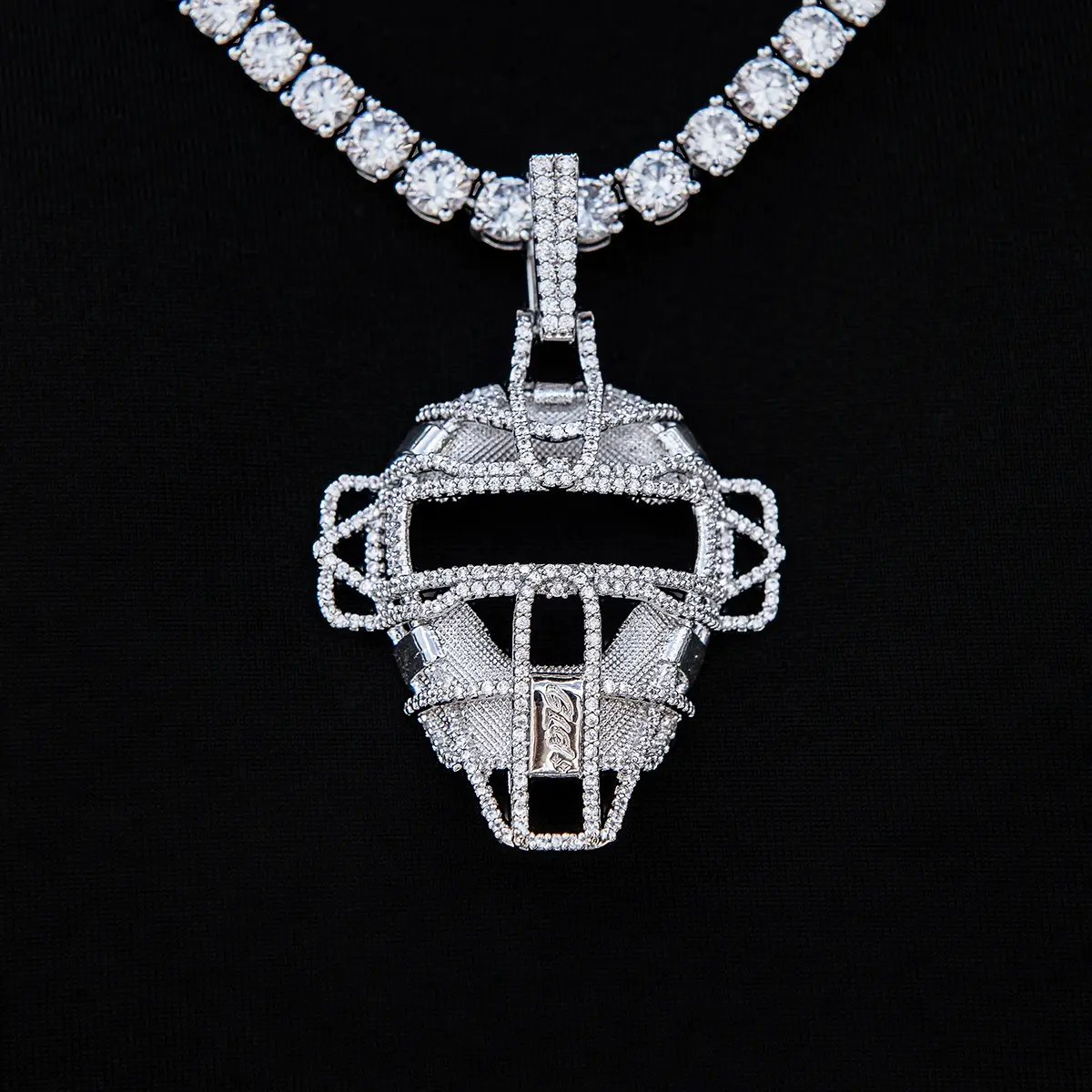 GLD Iced Catchers Mask Baseball Pendant in White Gold, 18k Gold Plated, Life Guarantee - Perfect Gift(Chain Not Included) #tiktokshopsummersale