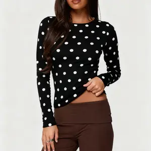 Women's Polka Dots Bell Sleeve Crop Tee Top Y2kFit Going Out T Shirt