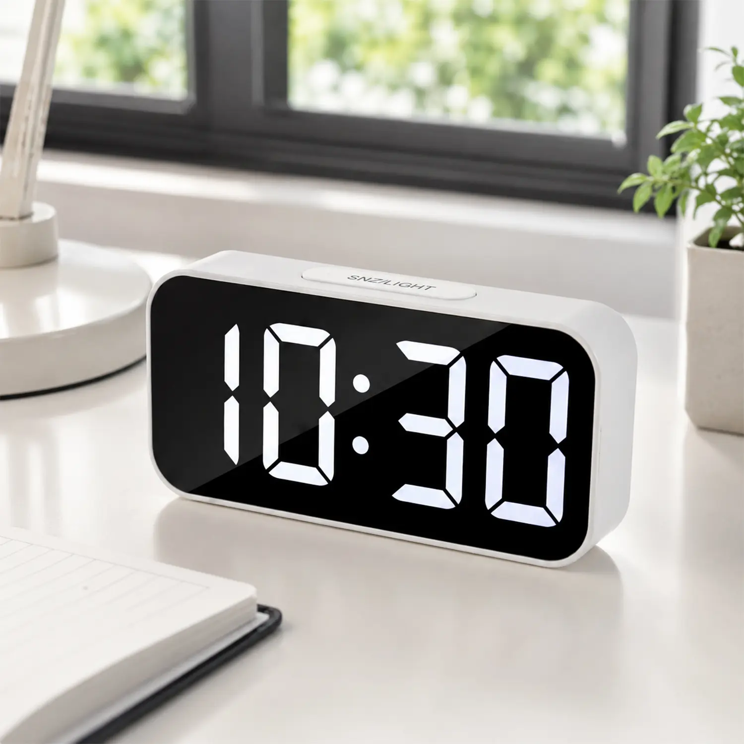 Small Digital Alarm Clock for Bedroom, Large Big Numbers Display Clocks for Living Room, Electric Bedside Desk Clock with USB Charging Port, Dimmer, Adjustable Volume, USB-C Adapter Powered