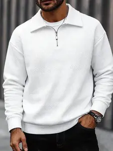 Men's Ribbed Jacquard Pullover Sweater, Casual Long Sleeve Drop Shoulder Knitwear, Fall & Winter Fashion, Comfortable Fit