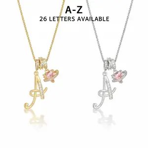 Initial Heart Necklace for Women | 18K  Plated | Pink Cubic Zircon Pendant with Diamond Inlaid Letter | Fashion Luxury Jewelry | Perfect Gift for Christmas, Birthdays, Anniversaries & All Holiday Occasions