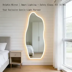 Full-length mirrors with stands—irregular wall-mounted and floor-standing versions, made of tempered glass for safety, perfect for bedrooms, living rooms, and entryways