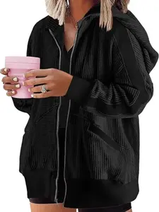 Womens Plus Size Hoodies Long Sleeve Zip Up Sweatshirt Lightweight Waffle Knit Jacket Outwear