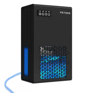 Fetions Portable Dehumidifier with 95oz Water Tank, High-Efficiency, 7 Customizable Colors, Includes Drain Hose, Ideal for Bathroom, Bedroom, Kitchen, Basement – Black