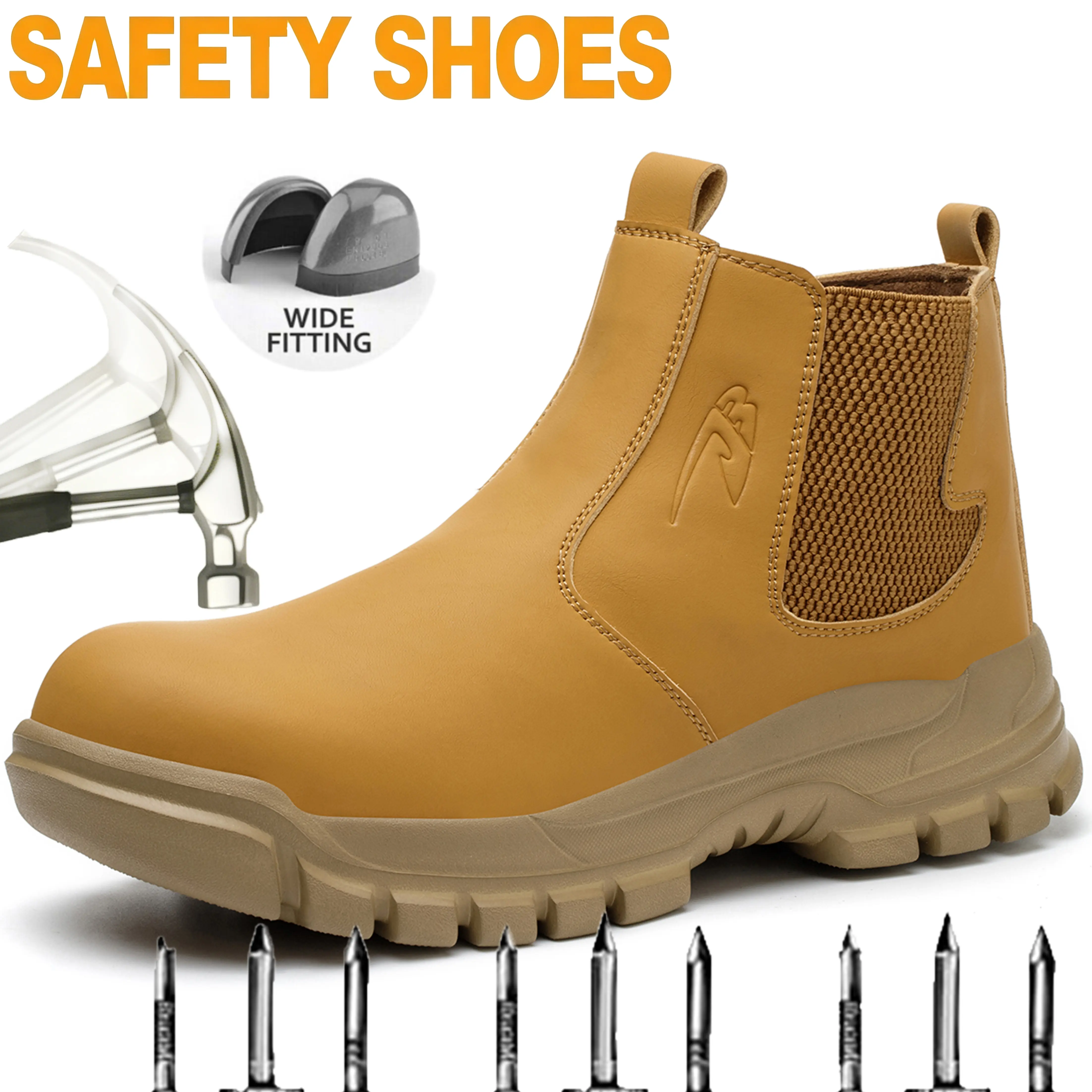 Men's Lightweight Steel Toe Safety Shoes Anti-smash Anti-puncture Water Resistant Work Shoes Wear-resistant Protective Footwear for Construction Sites Warehouses Factories and Outdoor Operations