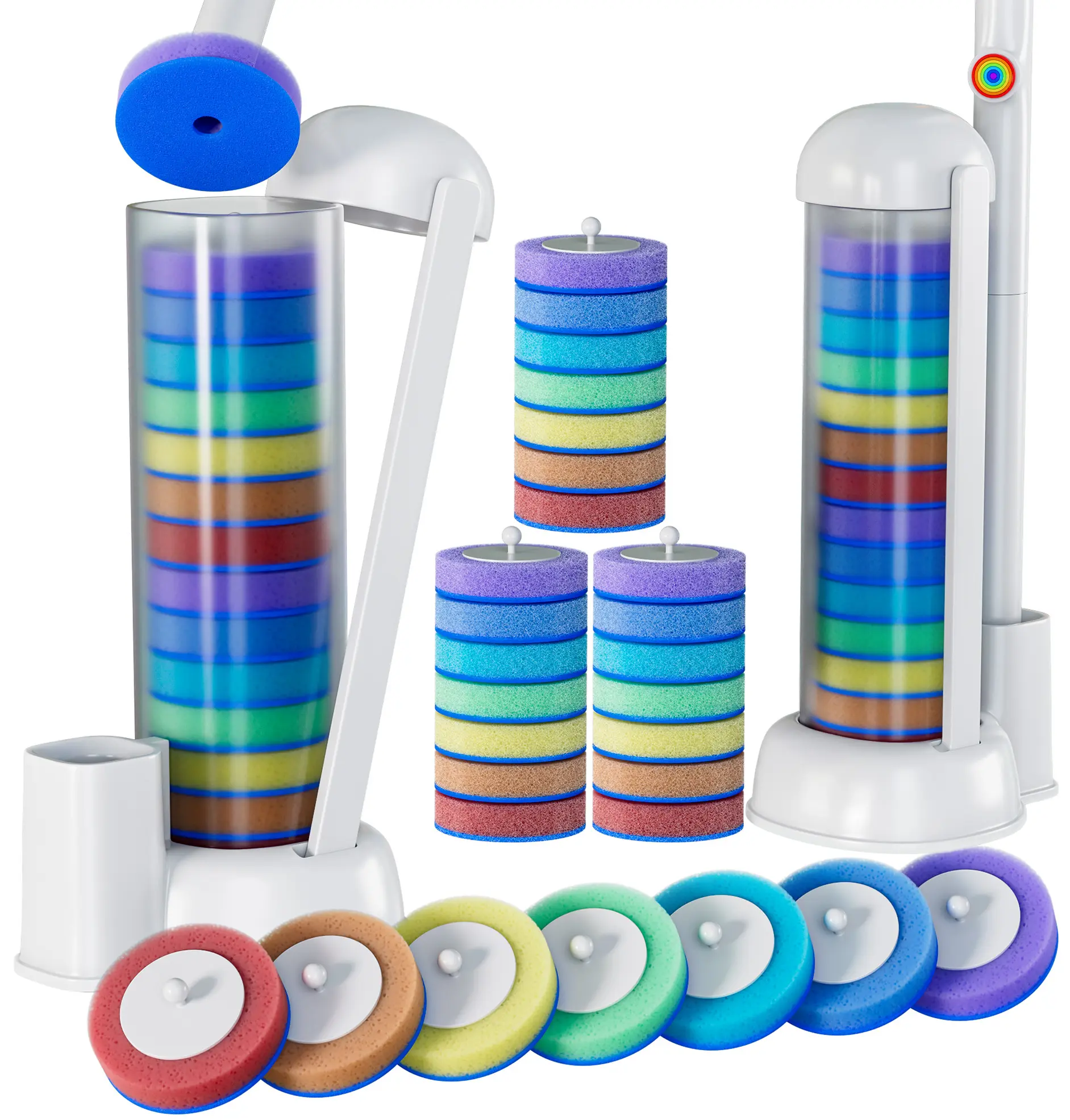 CTIMEToilet Brush,Disposable Toilet Brush,7 Color Brush Heads,Freestanding Design,Easy To Tuck Away,Toilet Brush For Bathroom,2 PCS(28 Heads)