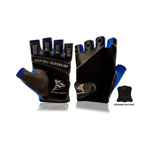 Superior Callus and Blister Protection - Gym Gloves for Powerlifting, Weight Lifting, Biking, and CrossFit - Genuine Leather and Washable wrist wraps rugged gloves