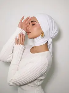 Women's High Elastic Modal Jersey Inner Cap Hijab, Lace Up Design, Easy Wear, Suitable for Daily Home Use and Travel, Muslim Sleep Hat