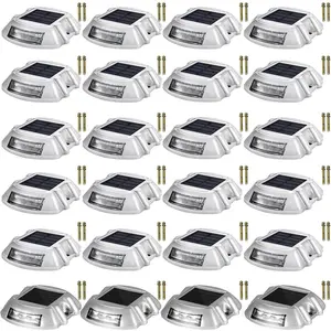 【Father's Day】VEVOR Driveway Lights 24-Pack Solar Driveway Lights Bright White with Screw Solar Deck Lights Outdoor Waterproof Wireless Dock Lights 6 LEDs for Path Warning Garden Walkway Sidewalk Steps
