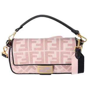 Pre-owned FENDI Jacquard Shoulder Bags Mamma Baguette Shoulder Bag Pink Zucca 8BR600 FF Jacquard