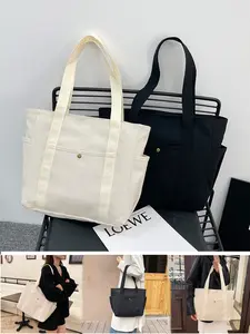 Large Capacity Tote Canvas Bag – Stylish & Versatile Shoulder Bag for Work, Commute, School, and Daily Outings, High Aesthetic Practical Book Tote for Students