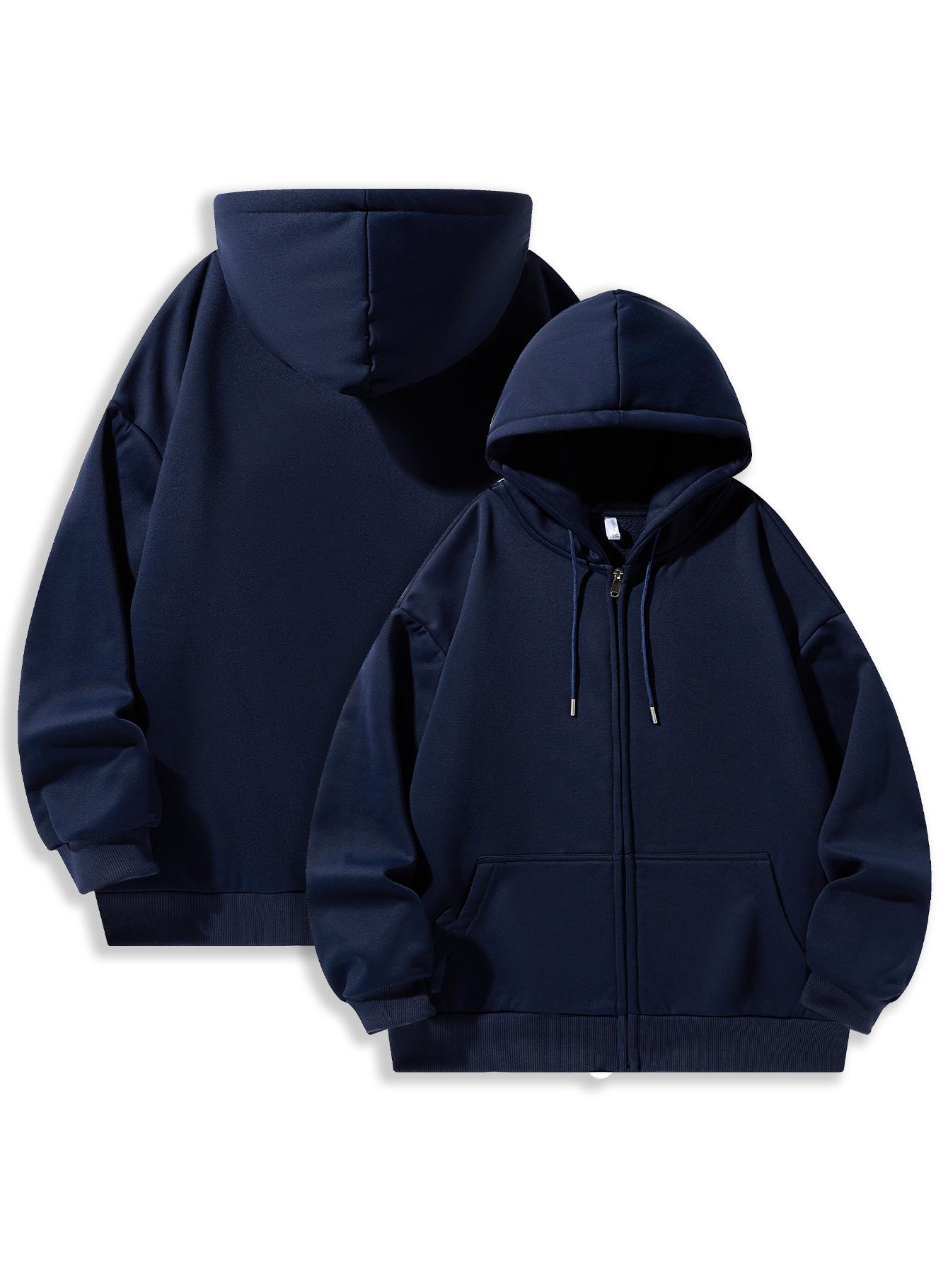 CCCMAI Men's Solid Zip-Up Hoodie Casual Loose Fit Long-Sleeve Hooded Sweatshirt for Everyday Wear All-Season Menswear Aesthetic Street Style