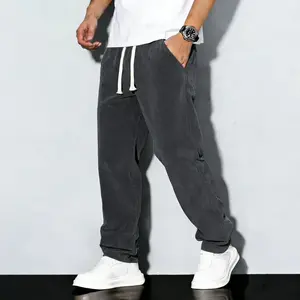 Men's Spring & Summer Corduroy Casual Pants Loose Straight Leg Retro Drapey Versatile Trousers American Streetwear Commute Pants Fabric Fashion