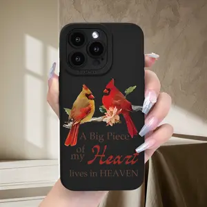 Red Cardinal Bird Warm Text Printed Phone Case, TPU Shockproof Full Protection Case, Suitable for iPhone 17/16/15/14/13/12/11 PRO MAX PLUS AIR E XS and PROMAX MINI, Ideal Gift for Friends and Family, MS1372