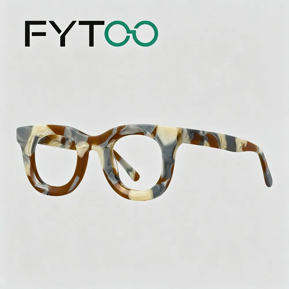 FYTOO Tortoise Marbled Acetate Cat-Eye Glasses, Retro Statement Eyeglasses 1770-06 FYTOO Tortoise Marbled Acetate Cat-Eye Glasses, Retro Statement Eyeglasses 1770-06