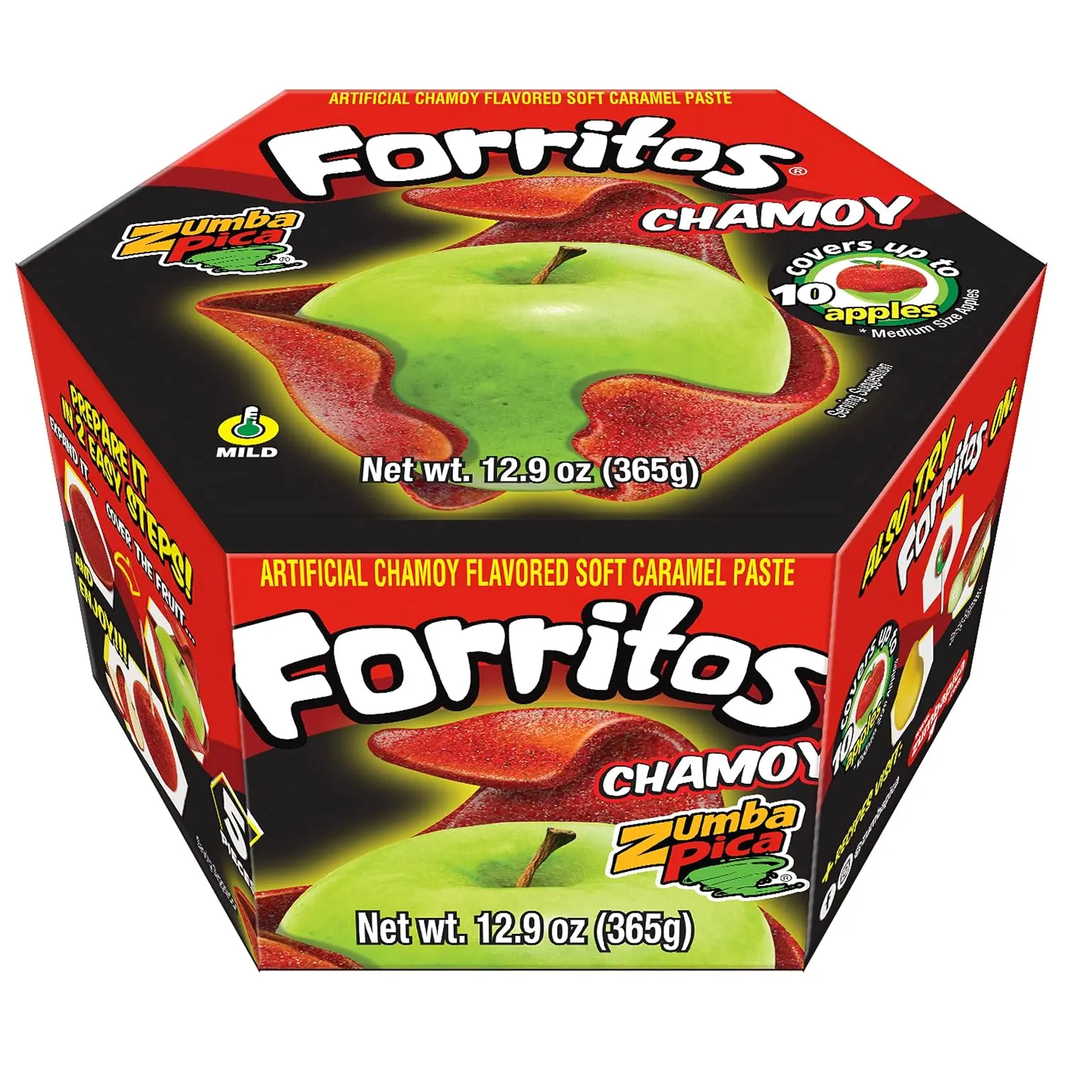 Zumba Pica Forritos CHAMOY - Chamoy Flavored Soft Caramel Paste - Caramel Apple Wraps - Forritos Tamarindo para Manzanas (5 Count)