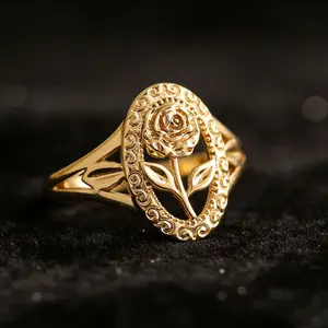 1PC exquisite rose hollow-out ring, featuring a vintage and elegant style with delicate pattern carving, ideal for romantic women to wear daily or express their feelings on special occasions