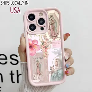 virgin mary cross jesus Print Pattern Phone Case For iPhone 16/15/14/13/12/11/ProMax/Pro/Plus/XSMax/XS/X, anti-drop scratch Shockproof design tpu fashion Cases Soft Casing female Cover Protection Protective stylish gift girl woman Protector Smartphone