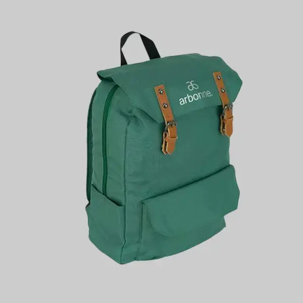 Lightweight Urban Backpack in Recycled Fabric, a Classic Casual Daypack for Campus Life & Everyday Carry with Leather Buckles & Snap Closures