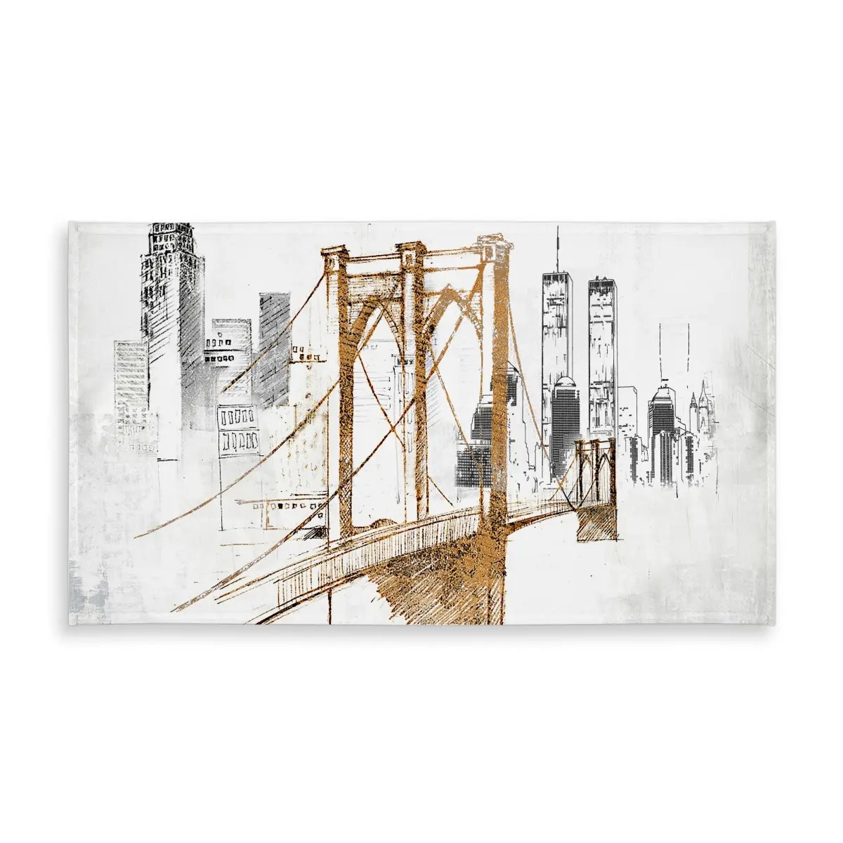 Large Size 58x102 in Modern Rectangular Tablecloth - Brooklyn Bridge Landscape Print Tablecloths, 360 Stand, Lightweight Wipe-Clean Indoor-Outdoor Furniture Table Decor